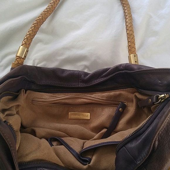 Charles David purse plum wine and tan straps - Picture 3 of 5